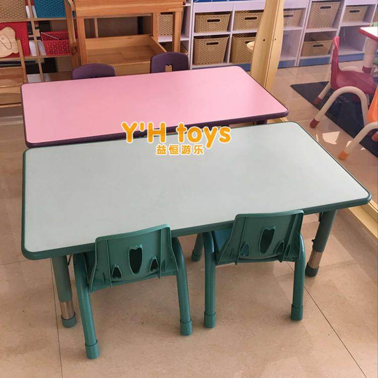 幼儿园早教儿童学习防火板幼儿豪华6人升降桌培训班六人长方桌