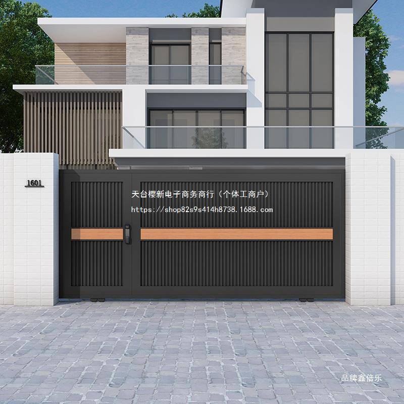 不锈钢别墅庭院大门电动伸缩门乡村家用围墙院子门户外铁艺平移门