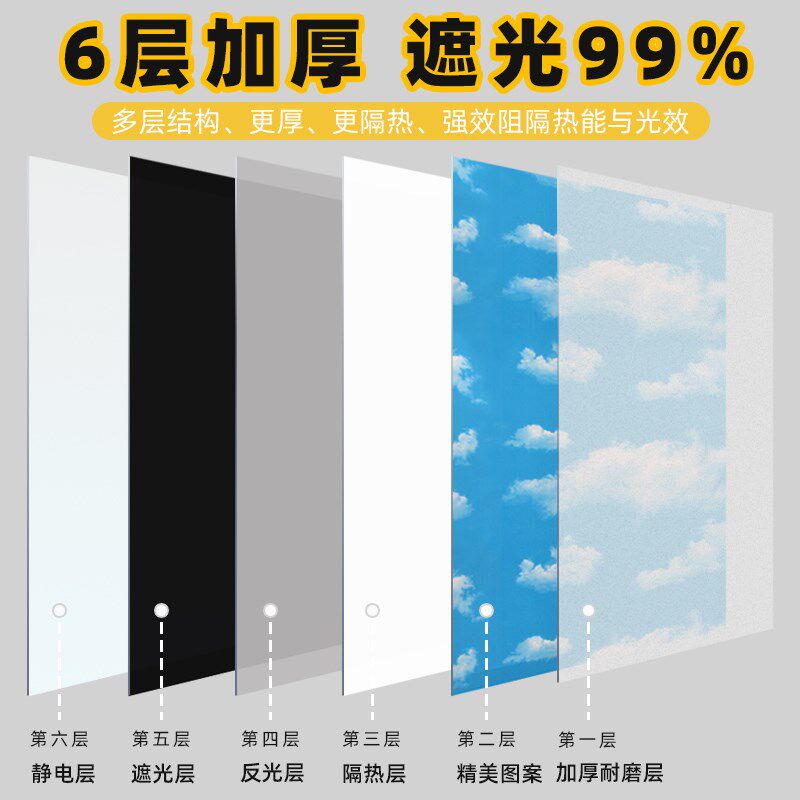 窗户全遮光玻璃贴l纸防窥视防走光贴膜挡光窗纸遮阳神器不透光窗