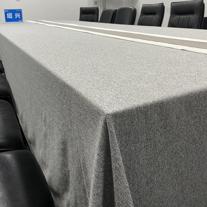 高级感加大会议室桌布茶艺u桌布餐桌台布绒布桌旗中式亚麻尺寸定