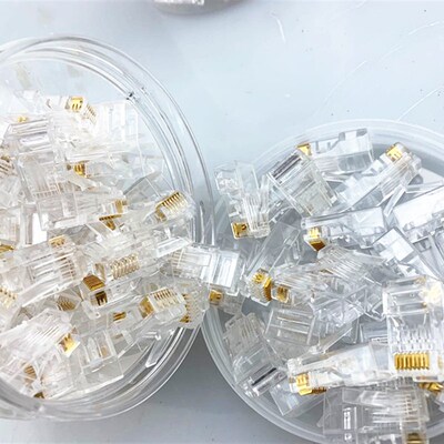 超五类六类网络水晶头RJu45网络连接器百兆千兆网络水晶头纯铜
