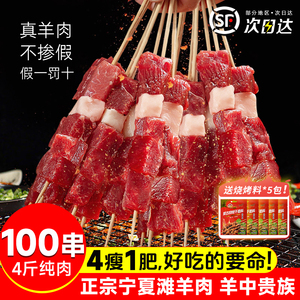 芈羊羊宁夏滩羊肉串100串4斤纯肉