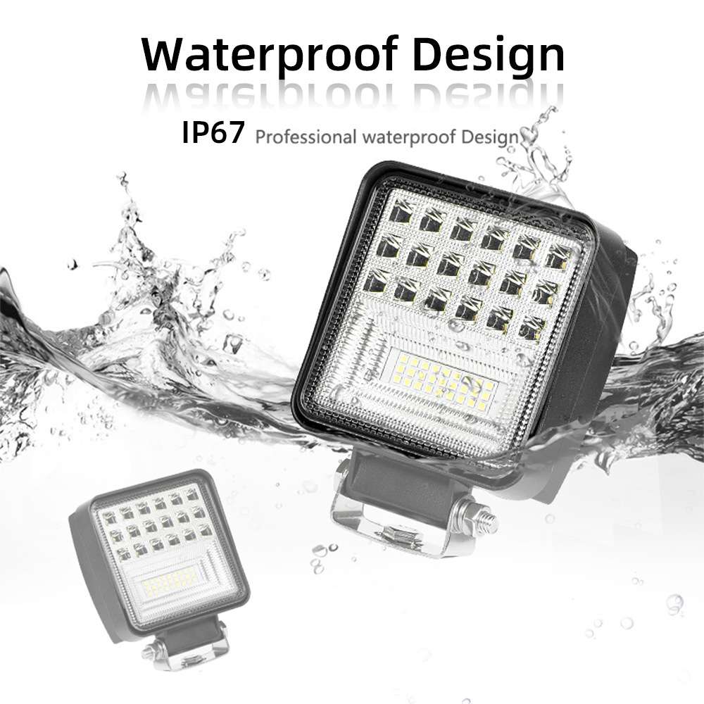 4英寸126W LED工作灯 12V汽车方灯越野车雾灯24V卡车倒车灯辅助灯