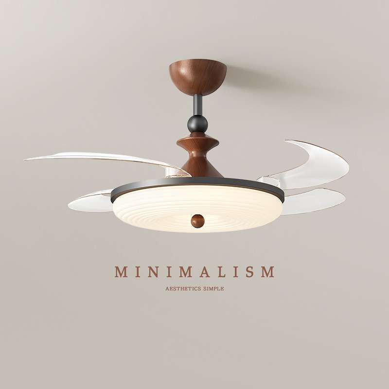 中古风隐形风扇灯客厅餐厅大风力吊扇灯美式复古卧室电扇灯护眼灯