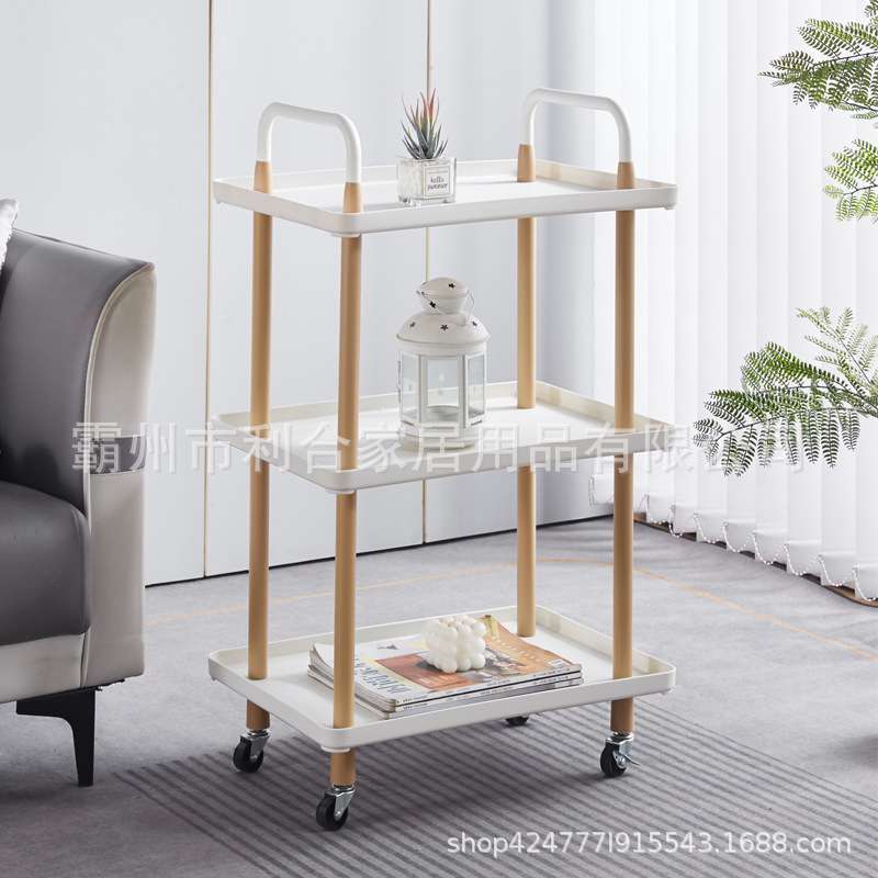 网红北欧风简约落地带刹车小推车卧室客厅收纳架可移动茶几置物架
