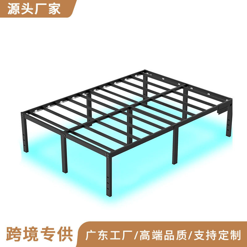 金属铁艺床框架现代简约轻奢 1.8米金属铁架床免安装床储物铁架床