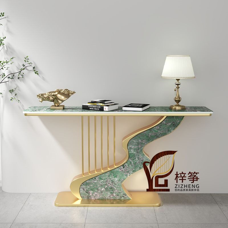 轻奢现代岩板玄关桌创意简约走廊靠墙玄关台置物架半圆端景台装饰