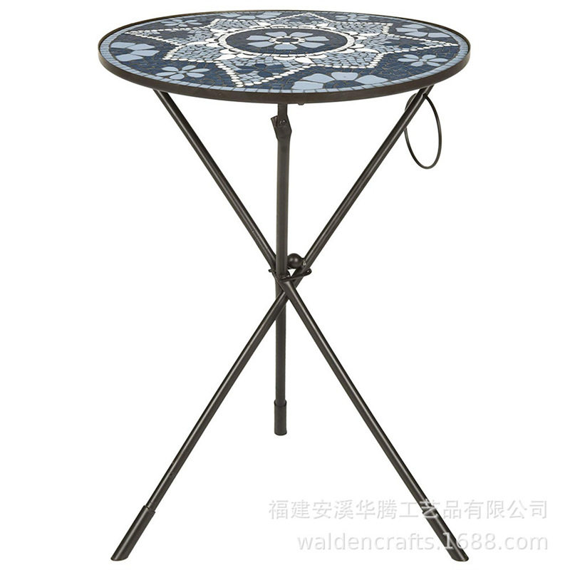 圆形铁艺马赛克边角桌小茶几