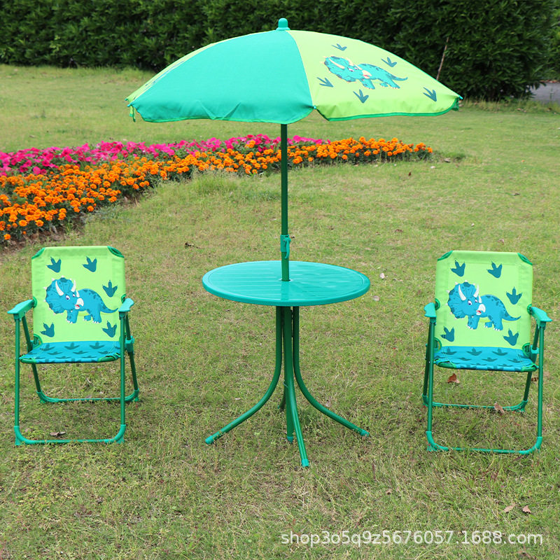 厂家新款直销儿童带伞桌椅套装户外郊游桌椅板凳折叠靠背椅小桌子