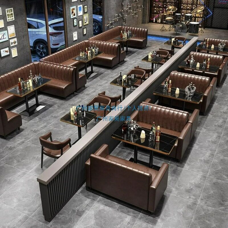 复古风酒吧清吧卡座桌椅西餐厅咖啡厅KTV餐桌椅工业风桌子沙发