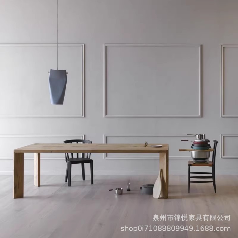 实木会议桌现代长方形办公桌简约设计师工作台时尚书桌创意餐桌