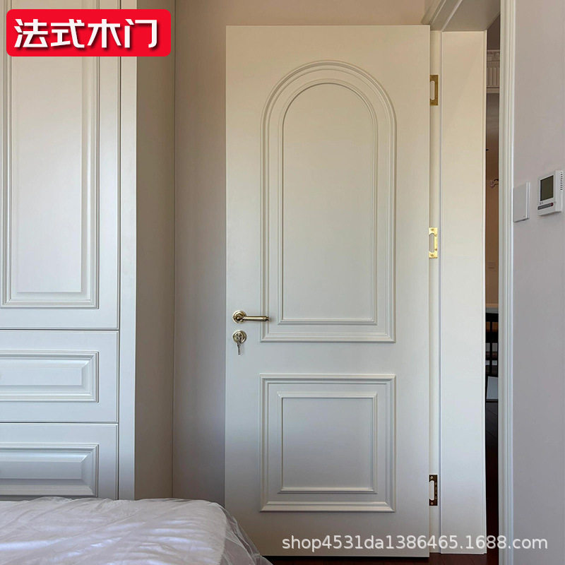 法式室内门贴线实木复合烤漆隔音房间木门卧室门单开门手工工艺图片