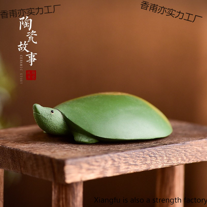 陶瓷故事紫砂茶宠甲鱼绿泥龙龟长寿龟欢喜猪塑茶桌摆件茶具配件