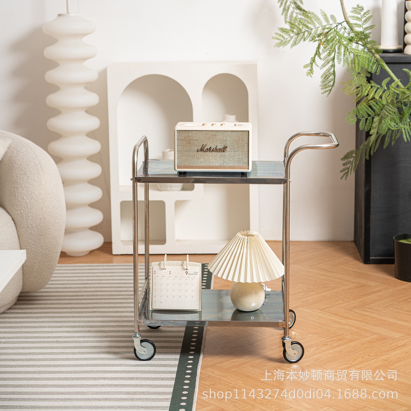 现代简约不锈钢多层置物架厨房收纳卧室咖啡网红ins风茶几储物架