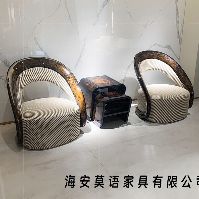意式轻奢实木港风单人休闲椅