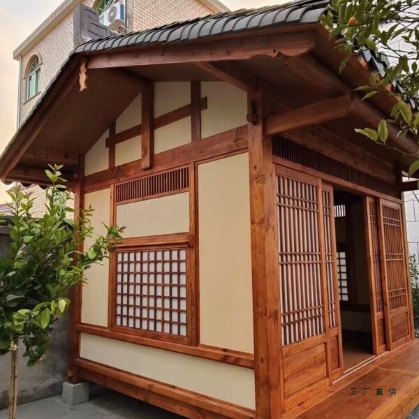 网屋户外凉亭民宿庭院日式小木屋别墅花园茶室实木中式小房子