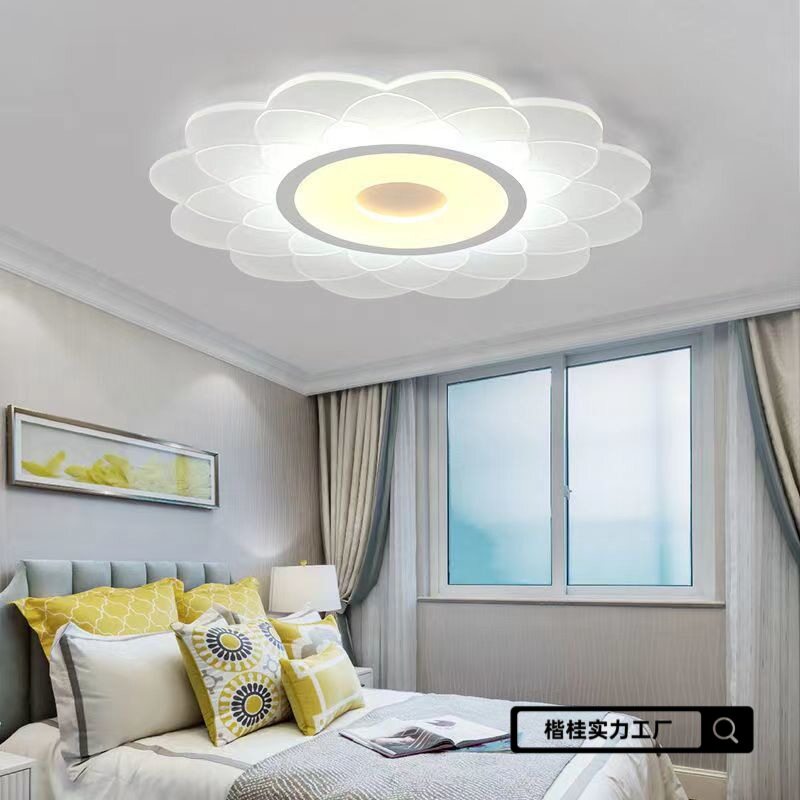 莲花吸顶灯具大全 中式灯40/50/60主卧室灯亚克力超薄客厅灯
