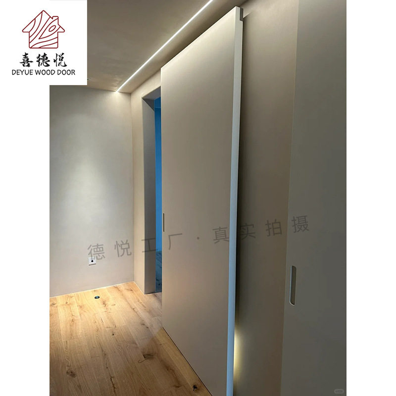 北京幽灵门谷仓门无轨道带阻尼多层实木免漆门推拉隐形门烤漆门门