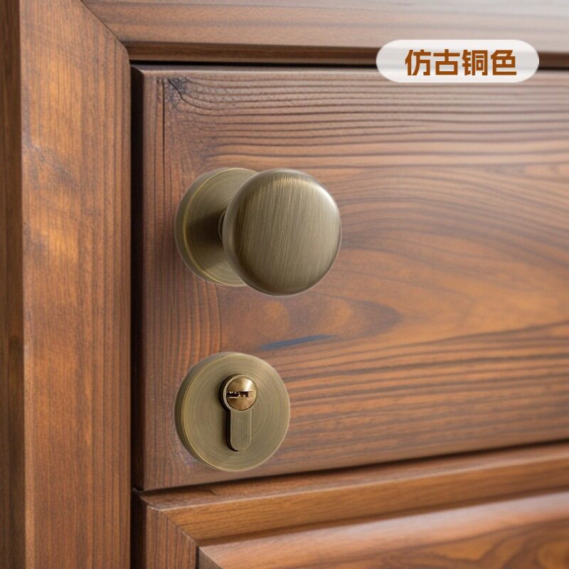 BAGB美式古铜分体球形锁中式室内房门锁简式青古铜静音圆把手球锁