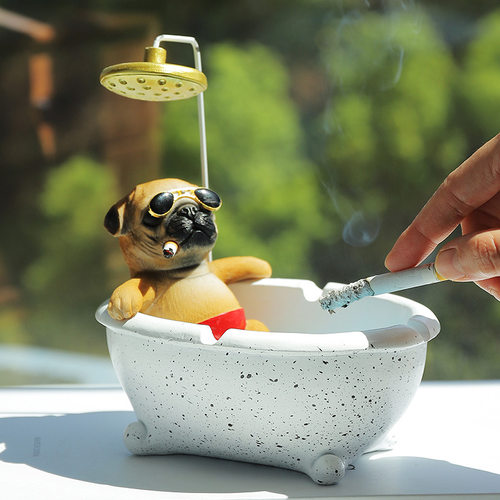 速发烟灰缸可爱搞怪迷你摆能浴缸时尚创意智家客厅办公室件用装饰