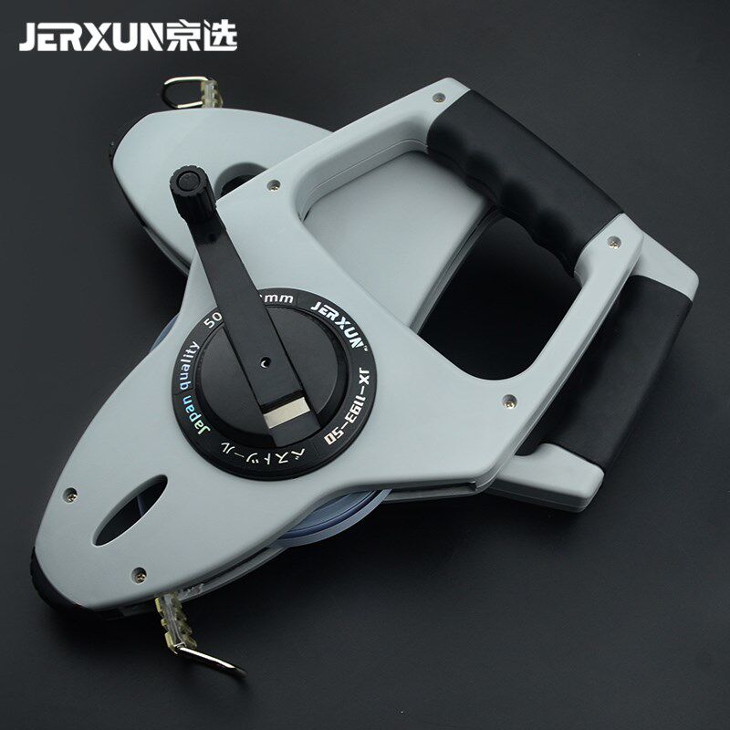 速发纤维防水测卷尺子0皮尺软米50米工程钢量尺手提卷尺