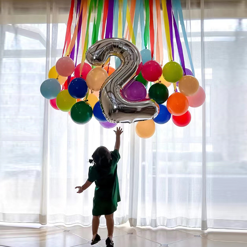 速发孩男孩宝宝2周岁生道派对装饰场景布置气球拍照数日字具