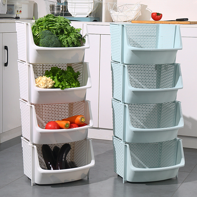 速发厨房蔬菜收物架置纳大落地式多层塑料家用筐全用品菜架菜篮子