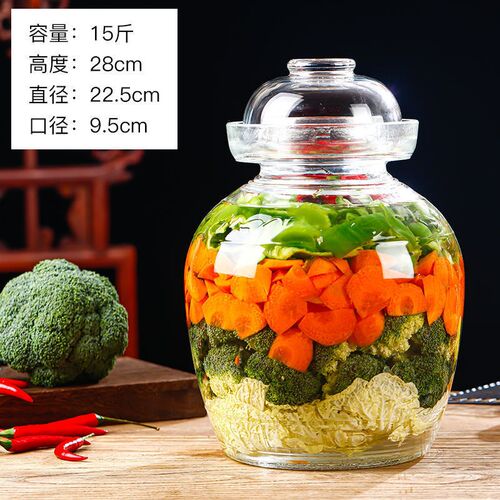 速发泡菜坛子带内盖玻璃罐密封酸菜缸腌咸菜无铅家用储物罐老式