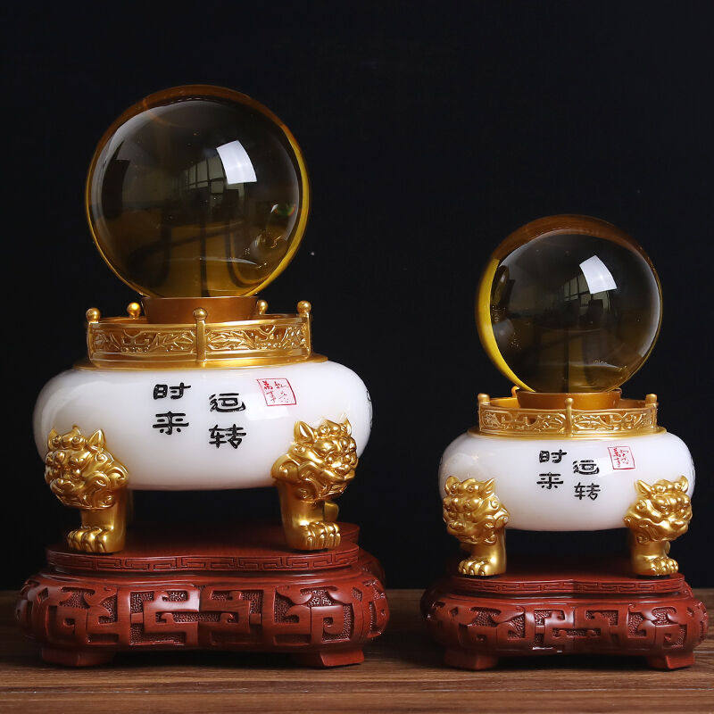 速发美卡瑞时来运转聚宝盆招财摆件水晶球摆设家居客厅酒柜玄关电
