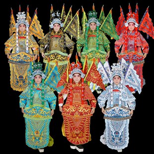 霸王 古装 速发京剧男靠戏服大靠武生曲装 武生靠旗小将花脸将军戏装