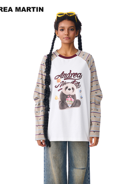 【毛晓彤汪苏泷同款】ANDREA MARTIN秋冬新款印花长袖宽松T恤