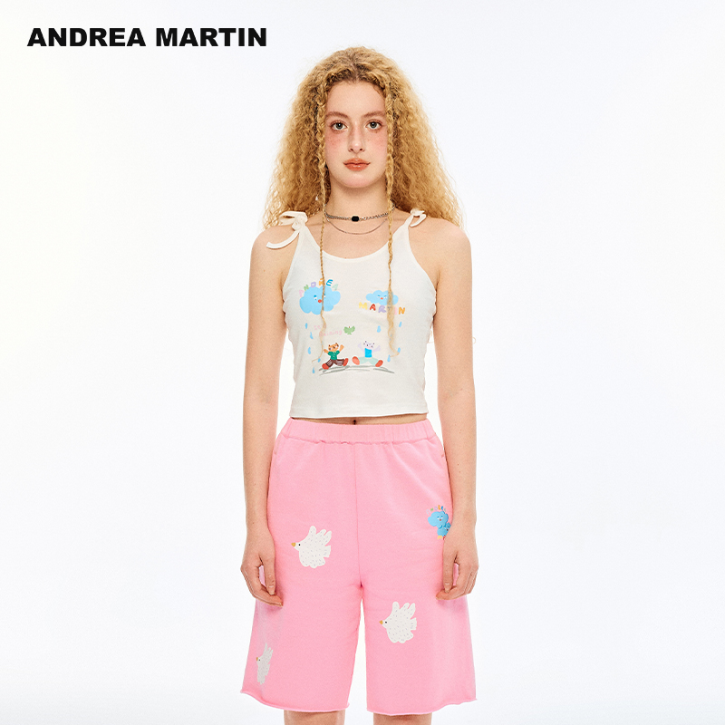 ANDREA MARTIN2025夏季新款吊带背心女休闲显瘦短款无袖上衣