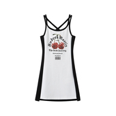 ANDREA MARTIN夏新款 撞色直喷印花刺绣吊带超短连衣裙