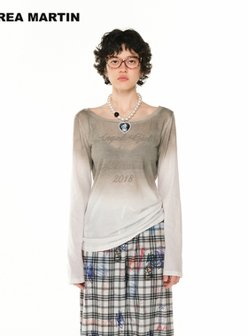 【张慧雯罗予彤同款】ANDREA MARTIN新款渐变色长袖T恤女空调衫