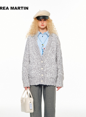 【赵今麦同款】ANDREA MARTIN秋冬新款花纱宽松休闲毛衣针织开衫