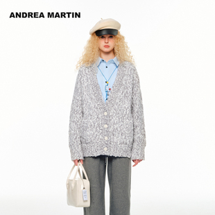 MARTIN秋冬新款 ANDREA 花纱宽松休闲毛衣针织开衫 赵今麦同款
