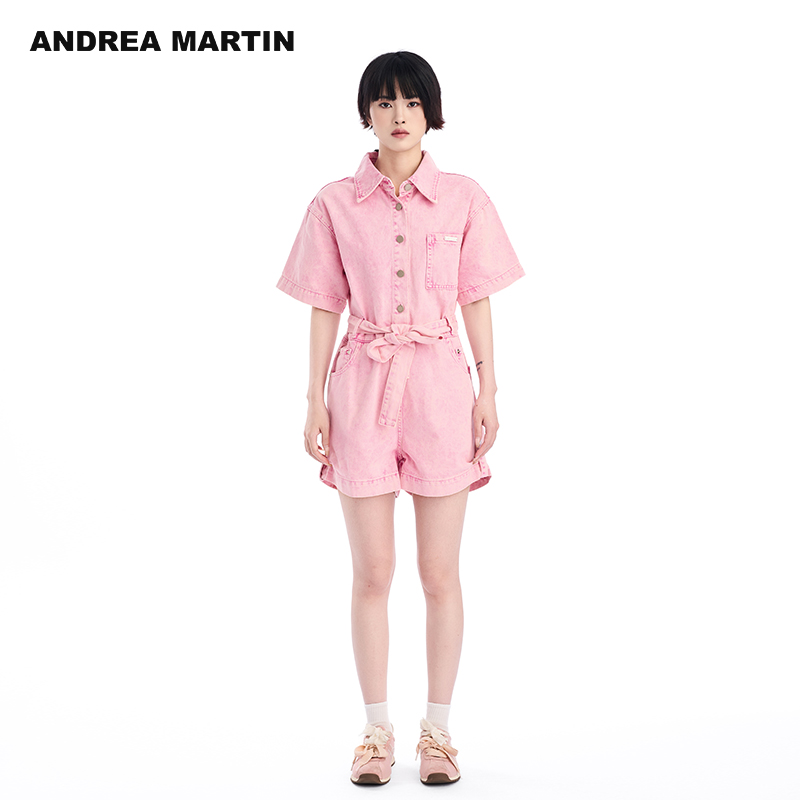 ANDREAMARTIN简约工装牛仔连体裤