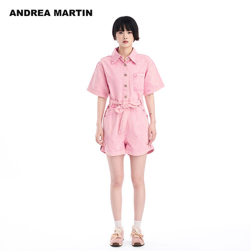 ANDREAMARTIN简约工装牛仔连体裤