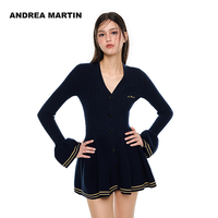 【陳瑤 陳卓璇同款】ANDREA MARTIN25新款花苞裙V領(lǐng)修身連衣裙女