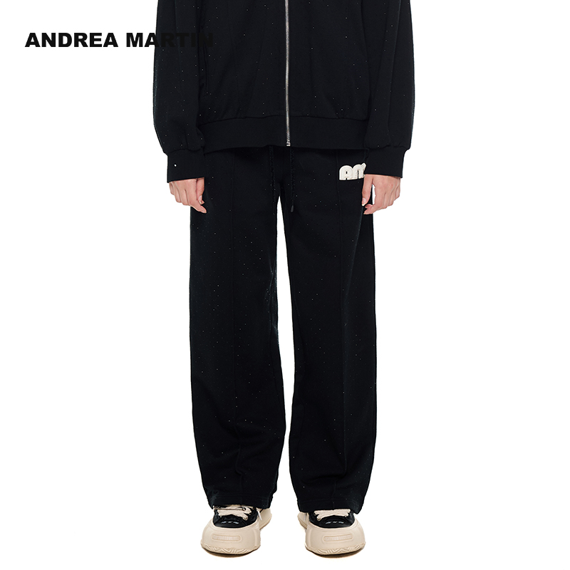 满钻logo刺绣长裤