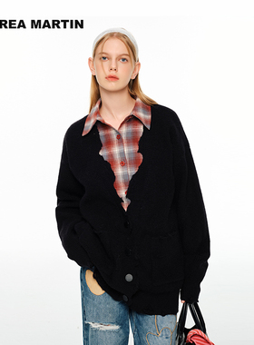 【陈卓璇 颖儿同款】ANDREA MARTIN秋冬新款假两件拼接针织开衫