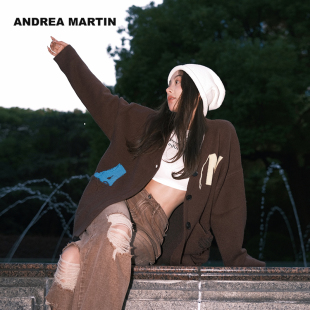 外套休闲毛针织衫 棕色流苏字母针织开衫 MARTIN冬新款 ANDREA