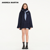 ANDREA 格子腰带外套 学院风连帽风衣女中长款 MARTIN2026春季 新款