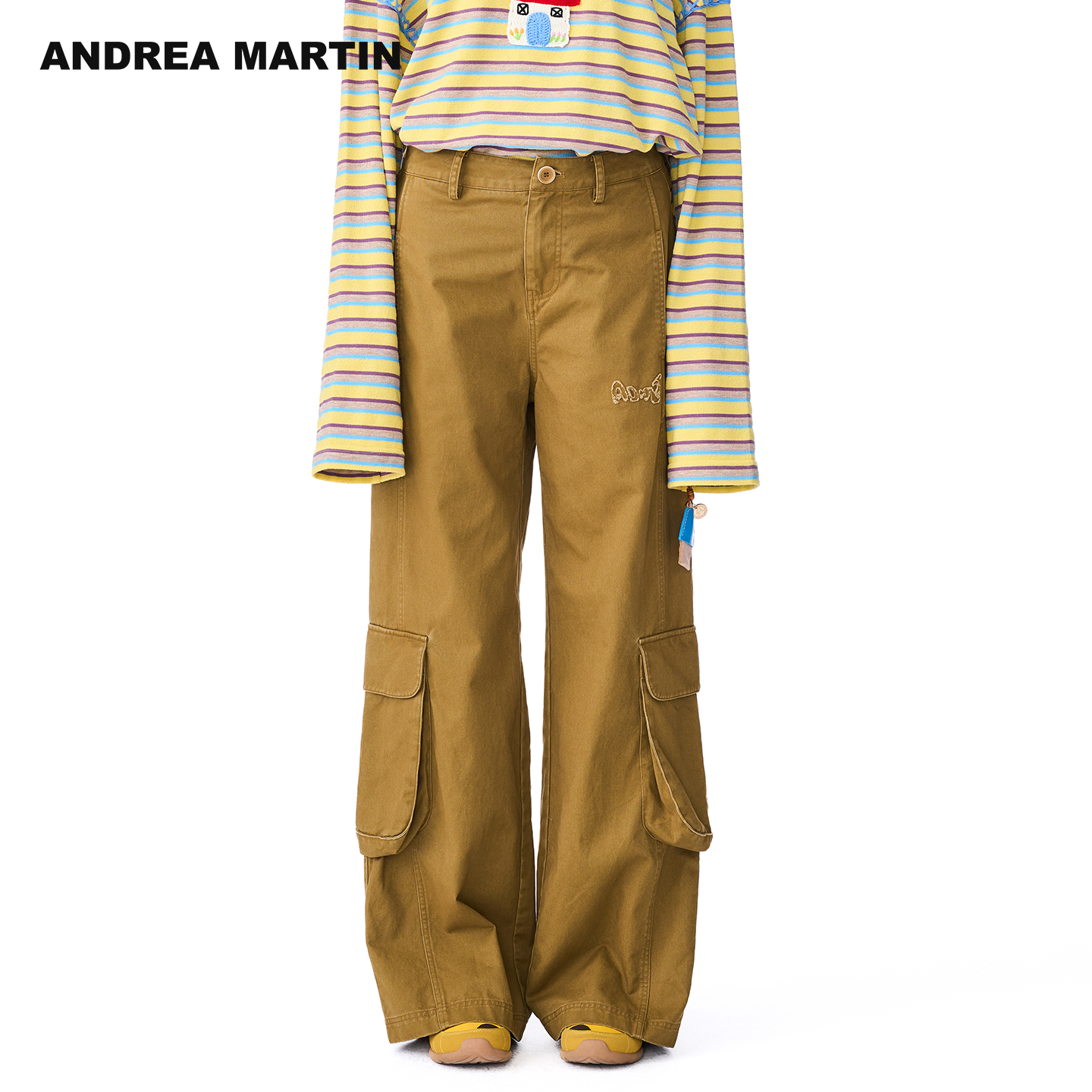 ANDREA MARTIN2025秋冬新品复古宽松直筒水洗做旧工装裤男女长裤