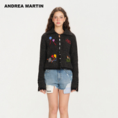 ANDREA 短毛衣外套 童趣钩针刺绣毛绒针织开衫 MARTIN2026春季 新款