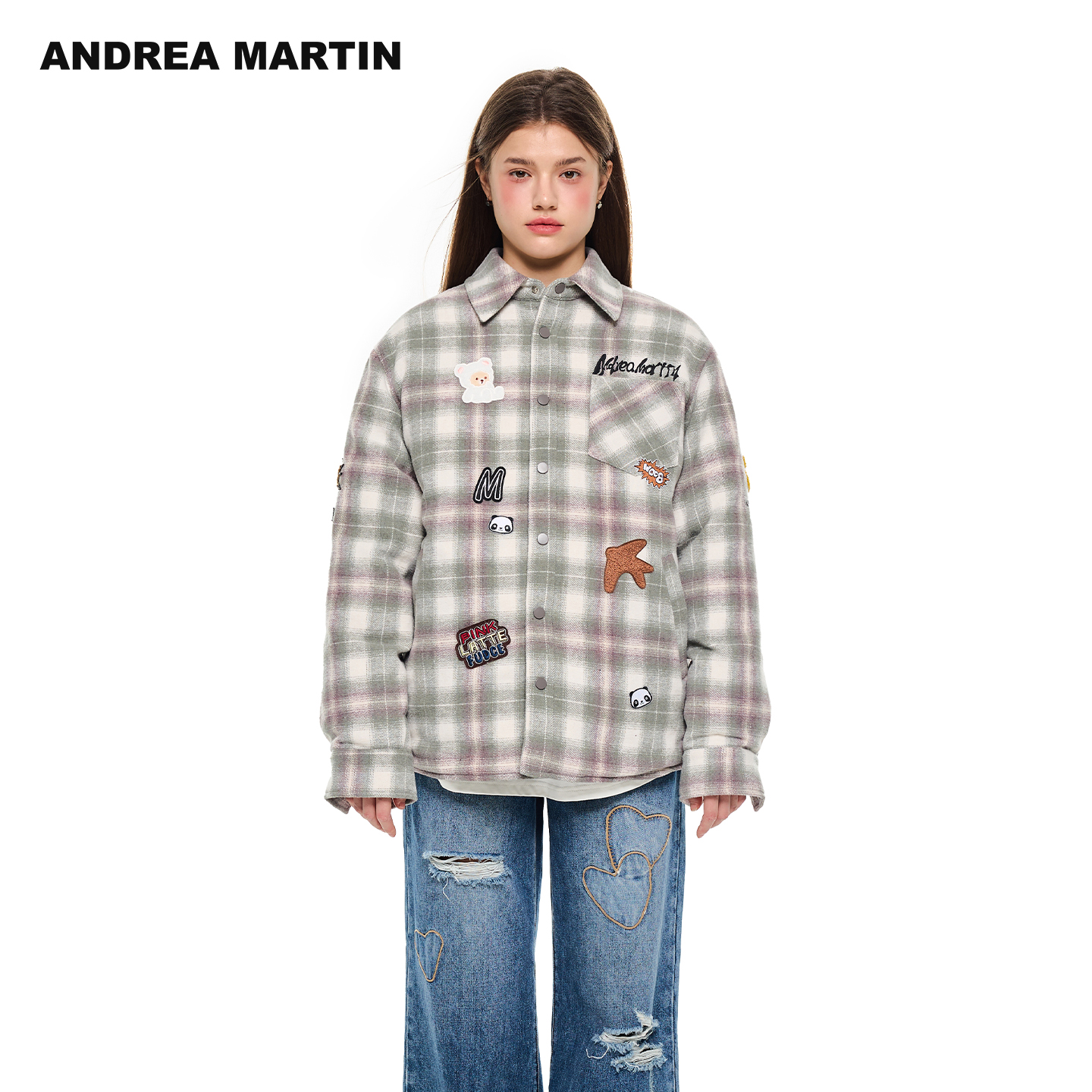 格子徽章羽绒服