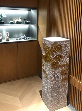 水泥金色祥云柱可承重200斤茶室装饰中式落地庭院客厅覆古大摆件