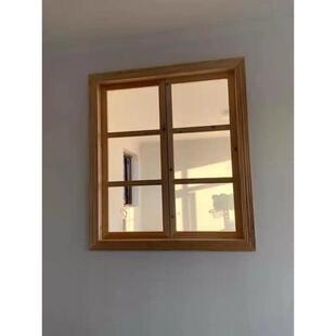 原木窗户实木窗对开 定制中式覆古平开 门窗花格窗上翻折叠推拉纱