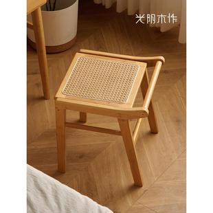 凳子家用矮凳餐凳现代简约化妆凳藤编方凳客厅板凳实木凳高凳坐凳