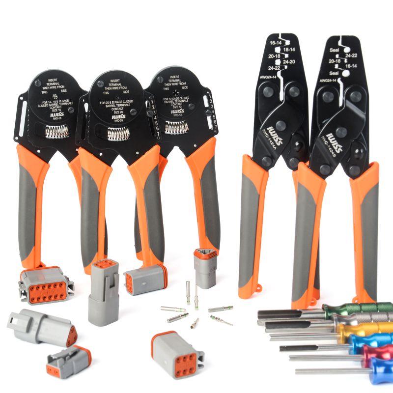 IWISS 适用TE徳驰汽车线束连接器端子压线钳套装组公母插针压接钳